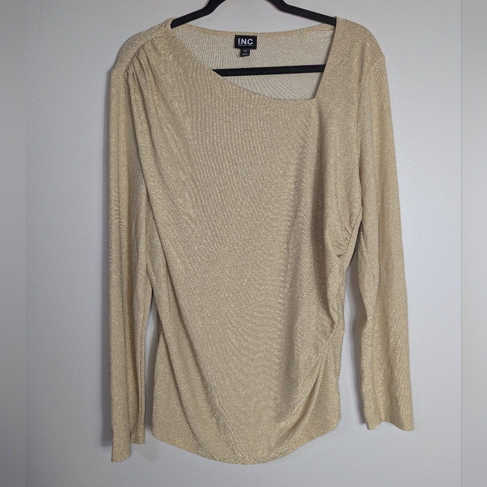 XXL INC International Concepts Gold Shimmer Long Sleeve Top